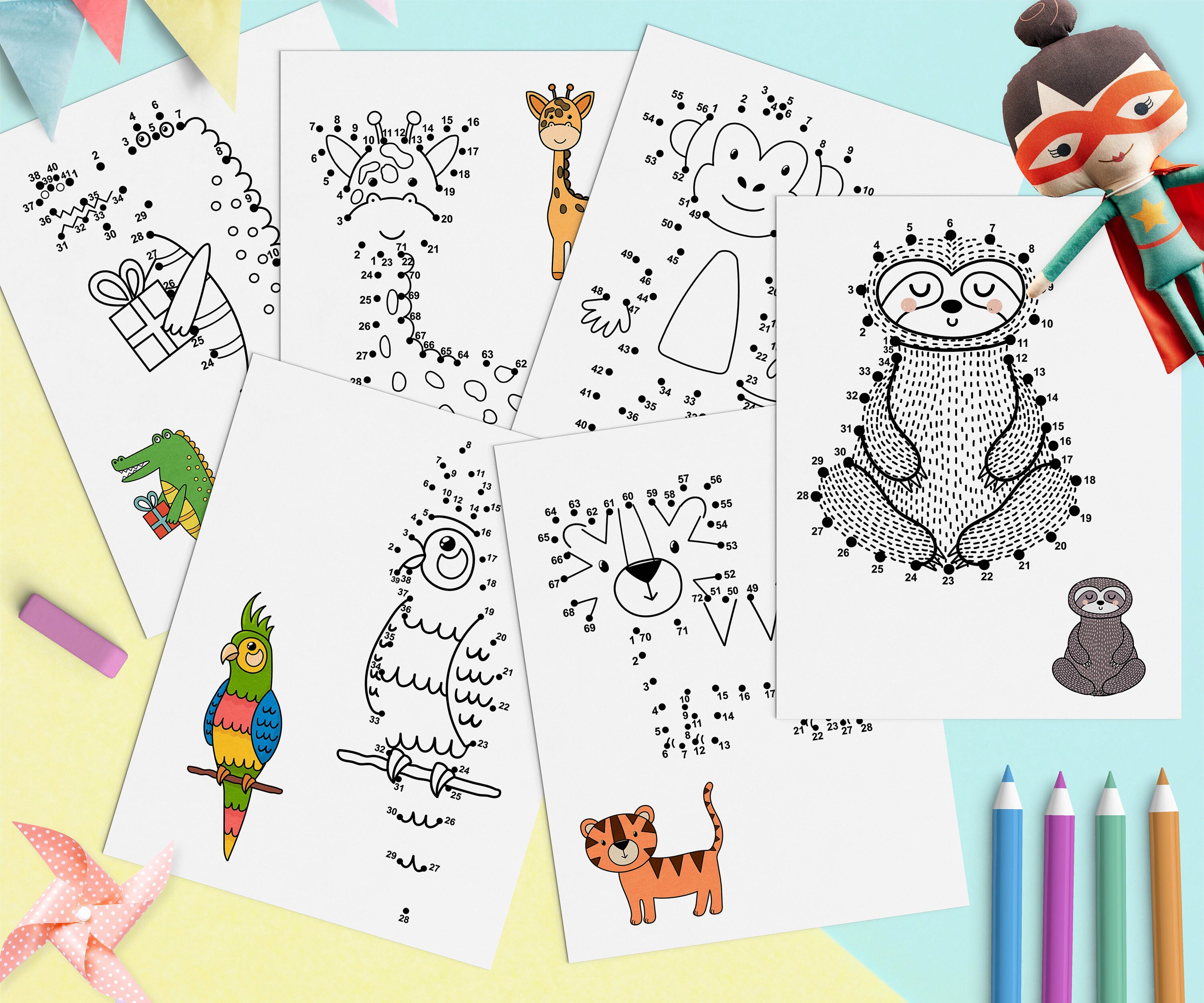 dot to dot book for kids pdf 6 printable activity pages with etsy