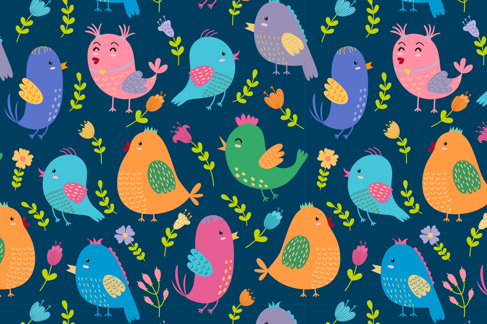 Birds Clipart and Digital Paper - Eps Png Ai - Cute Animals Patterns ...