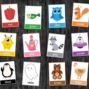 Colors Flashcards Printable PDF, 3 Part Cards, Colors Flash Cards for ...