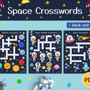 Space Crossword Puzzle for Kids, Crossword Printable Pdf, Solar System Crossword, Word Scramble, Word Game, Activity Book for Kids, Puzzles