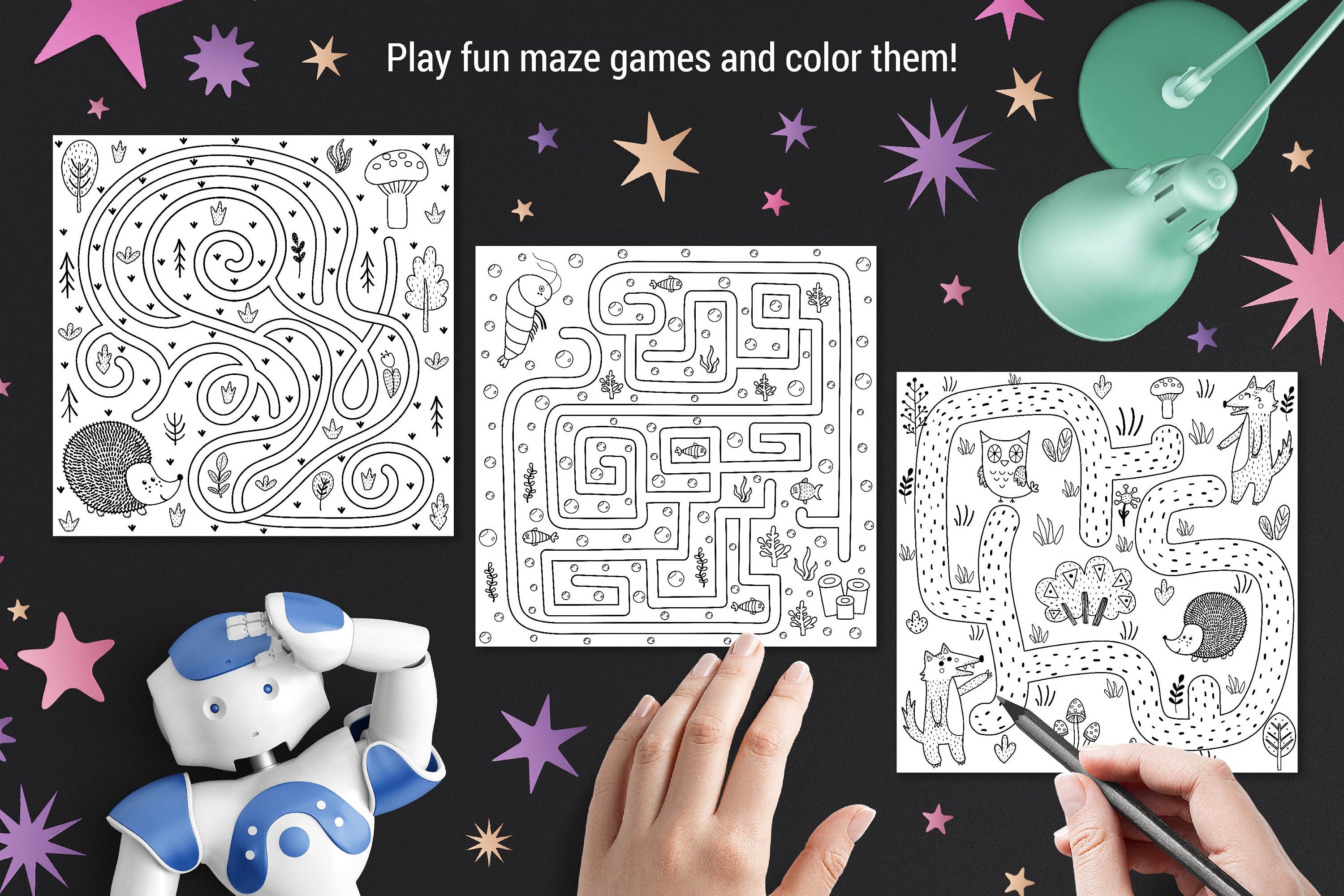 Maze Puzzles PDF Crosswords Dot to Dot Printable Activities - Etsy