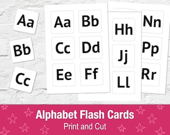 Printable Alphabet Flash Cards PDF, Flashcards with Letters, ABC Flashcards for Kids, Just Print and Cut, Learning Alphabet Digital Download