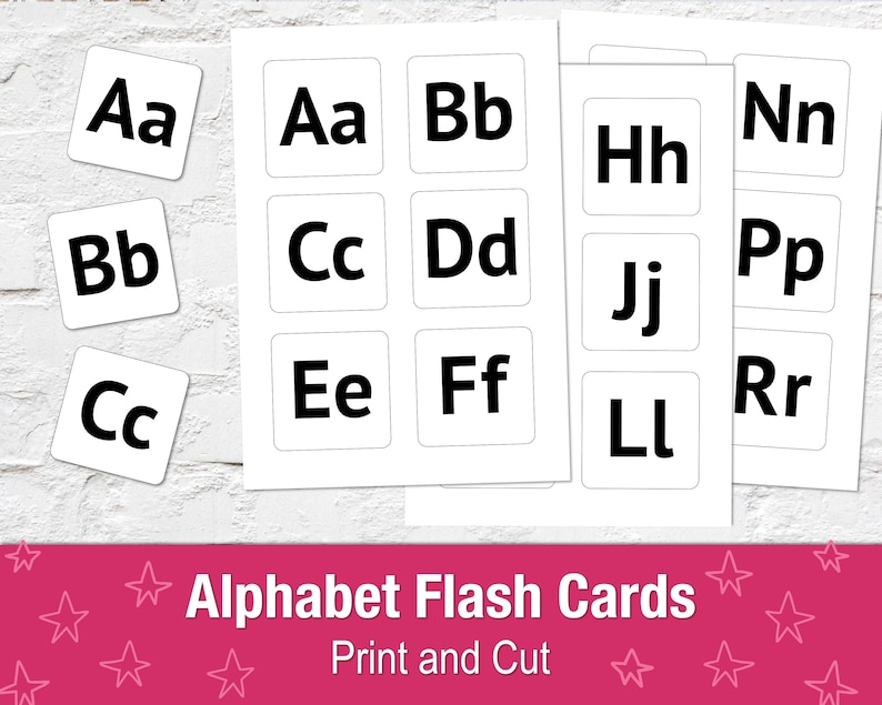 printable alphabet flash cards pdf a4 pages with letters etsy