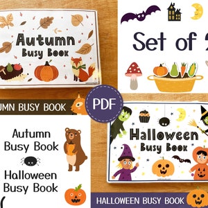 Autumn Busy Book, Halloween Busy Book, Set of 2 Toddler Busy Book Printable, Quiet Book Pdf, Learning Binder Bundle, Preschool Activity Book