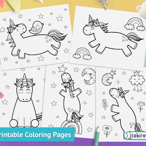 Unicorn Coloring Pages for Kids, Unicorn Party Coloring Pages Pdf, Printable Unicorn Coloring Book, Birthday Party Activity Digital Download