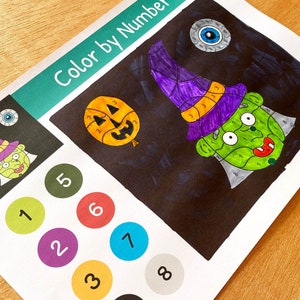 Halloween Color by Number Worksheets PDF, Halloween Coloring Book for ...