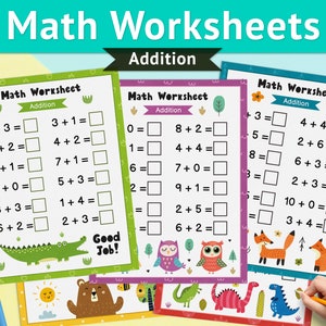 Math Worksheets 5 Printable PDF Pages, Preschool Worksheets for Kids Math Book for Kindergarten Addition 1st 2nd grade Maths Exercises