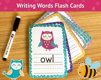 Tracing Words Flash Cards for Kids, Copy the Words, Dry Erase Flashcards, Writing Practice, Sight Words, Tracing Worksheets for Toddlers