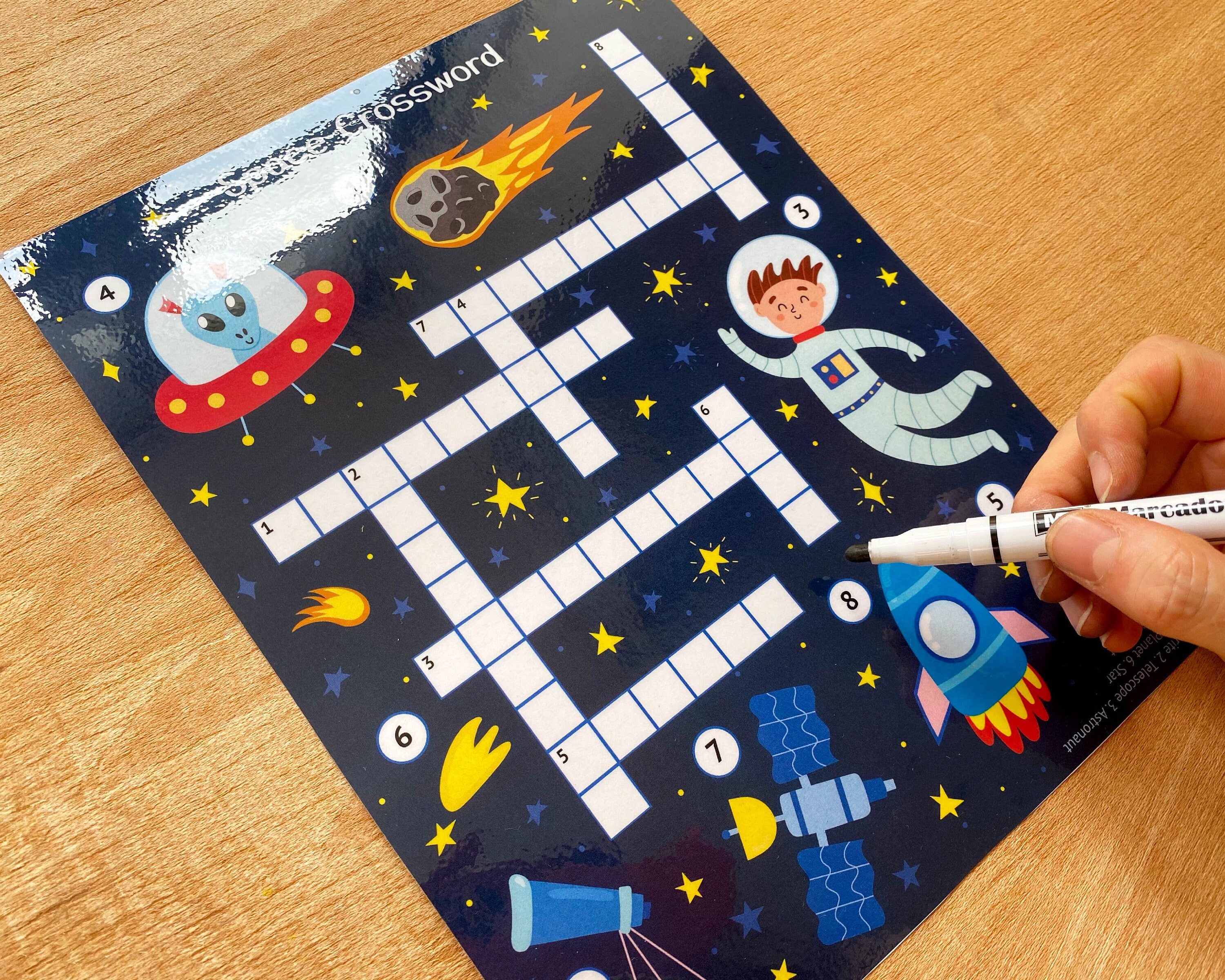 Space Crossword Puzzle for Kids Crossword Printable Pdf | Etsy
