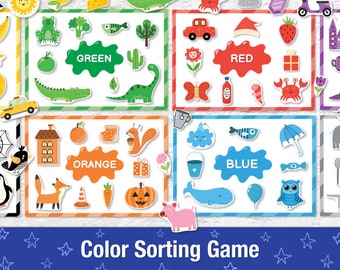 Color Sorting Busy Book for Toddlers, Printable Baby Quiet Book, Colors Learning Binder for 2 year old, Toddler Activity Book, Preschool