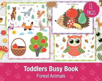Forest Busy Book for Toddlers, Quiet book Pdf, Forest Animals Busy Bag, Baby Activity Book, Preschool Busy Binder, Toddler Learning binder