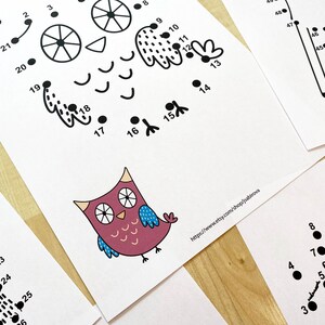 Dot to Dot Book with Forest Animals, Printable Puzzle Connect the Dots, Join Numbers Worksheets, Learning Games Children Workbook image 8