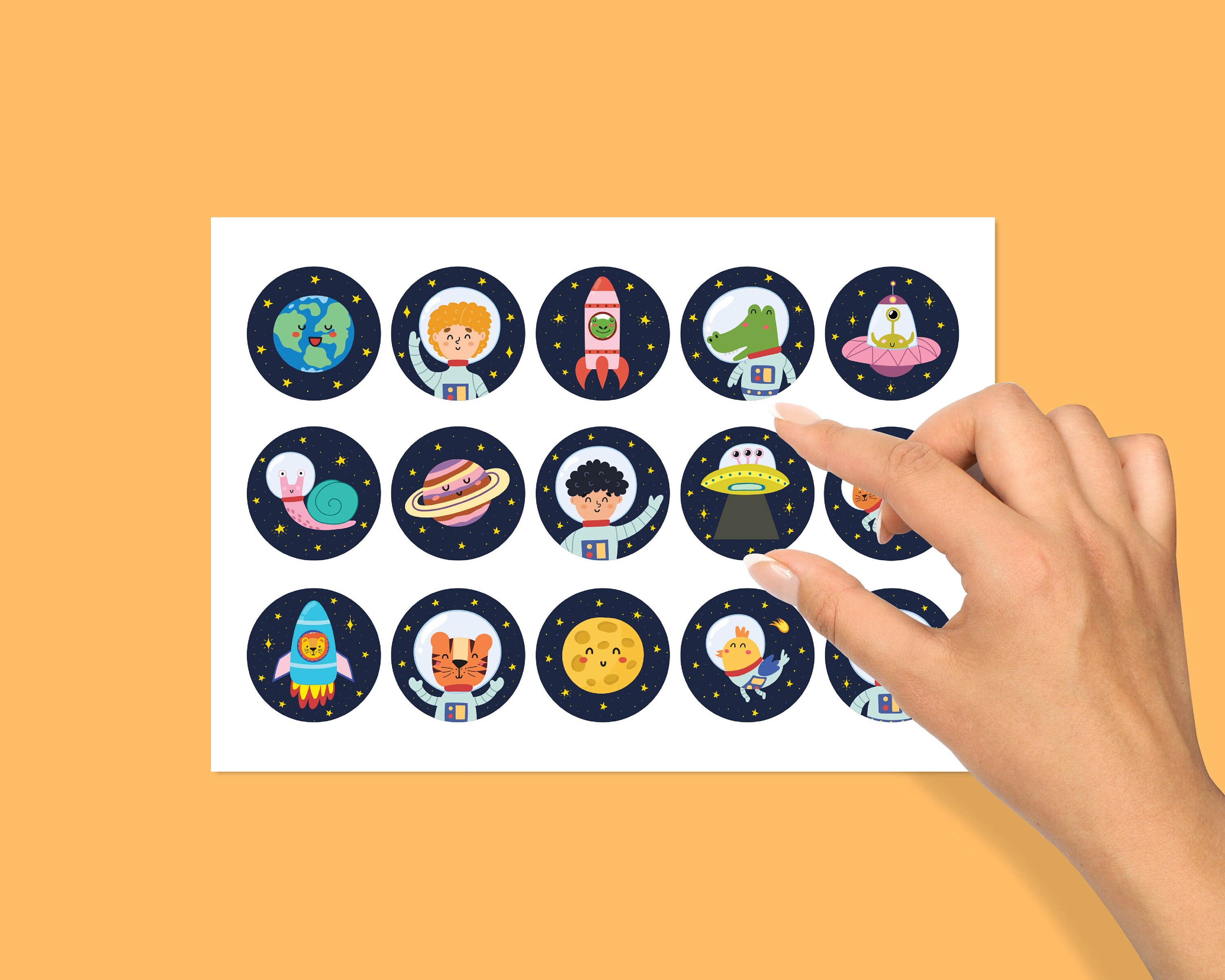 Space Stickers Printable Pdf, Space Cupcake Toppers, Circle Stickers ...