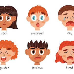 Emotions Clipart, Kids Faces Emotions Clip Art, Feelings Faces Kids Png ...
