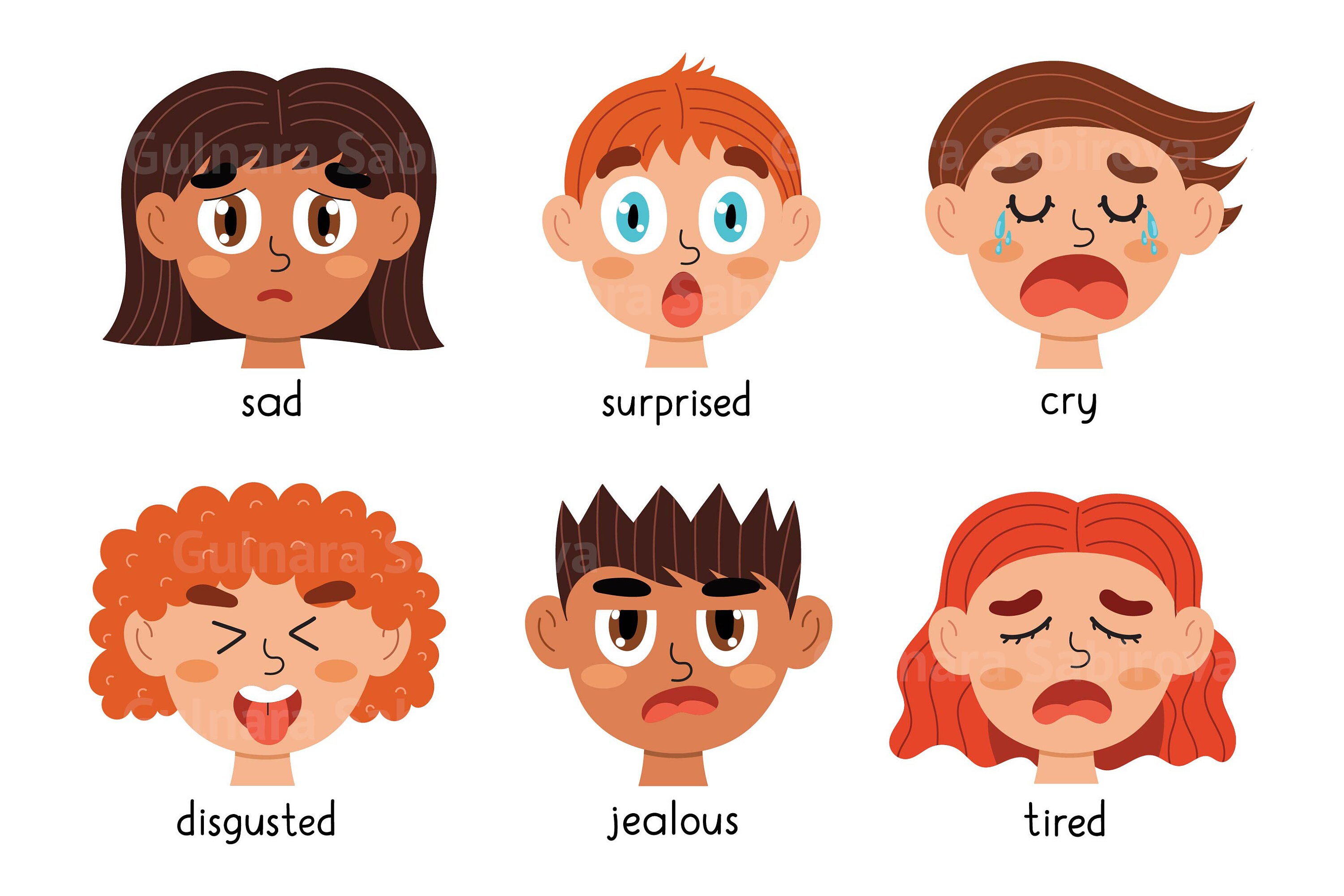 Emotionen Clipart Kinder Gesichter Emotionen ClipArt Gefühle Etsy.de
