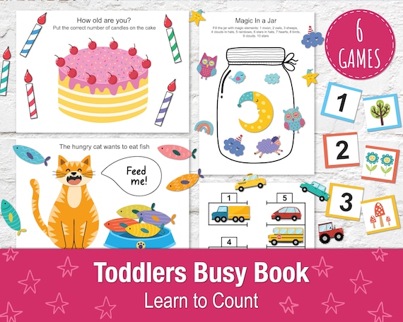 Learn to Count Busy Book for Toddlers A4  6 Printable Games