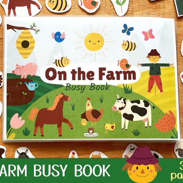 Farm Busy Book Printable, Toddler First Busy Book Pdf, Farm Animals Busy Binder, Preschool Activities, Homeschool Quiet Book Montessori