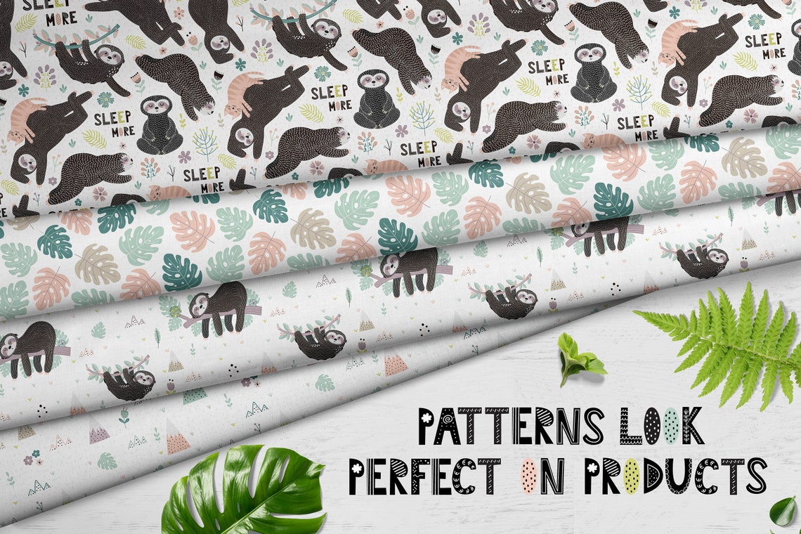 Sloth Digital Paper Cute Sloths Clipart / Digital Paper / Animals Graphic Pack / - Etsy
