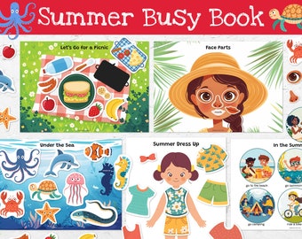 Summer Busy Book Printable, Toddler Busy Book Pdf, Summer Preschool Learning Binder, Summer Quiet Book for Kids, Summer Busy Bag