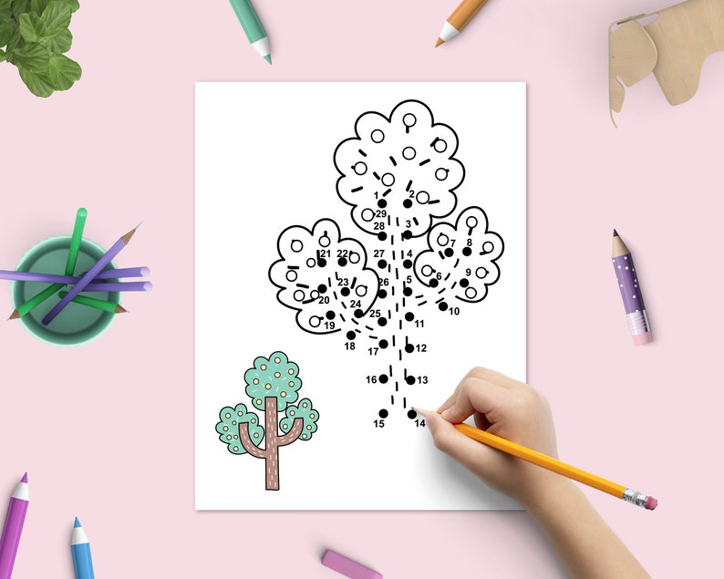 Dot to Dot Book with Forest Animals, Printable Puzzle Connect the Dots, Join Numbers Worksheets, Learning Games Children Workbook image 6