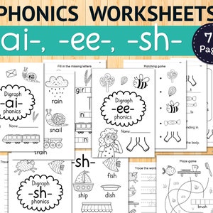 Phonics Printable Workbook, 1st Grade Worksheets for Kids, 2nd Grade ...