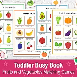 Fruits Sorting Busy Book Printable, Fruits and Vegetables Busy Book, Toddler Learning Binder, Matching Game, Preschool Quiet Book, Busy Bag