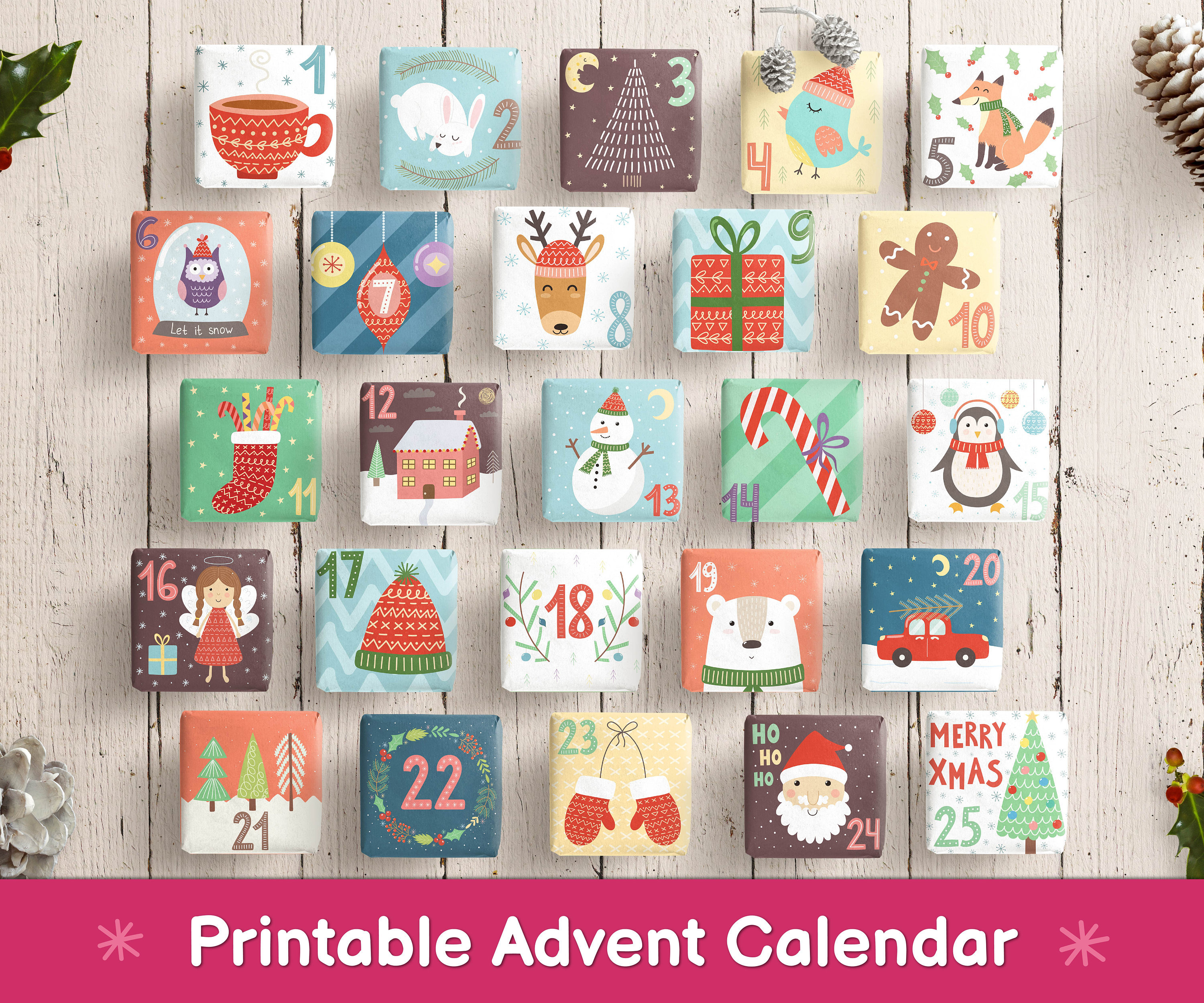Printable Advent Calendar for Kids Christmas Advent Calendar - Etsy