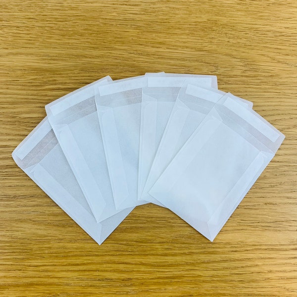 Glassine Envelopes Peel & Seal, 92mm x 68 mm, Eco-Friendly Paper Bags for Weddings, Sweets, Candy, Confetti, Seeds, Compostable Packaging