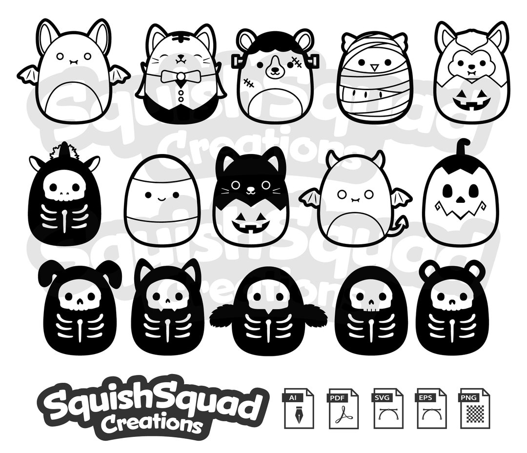 Cute Squishmallows Silhouettes Bundle SVG files EPS Ai png -  Portugal