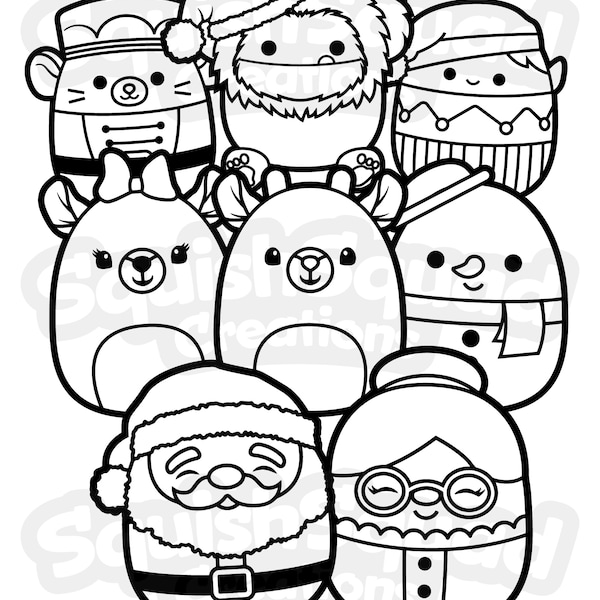 Squishmallow Christmas Coloring Page - Etsy