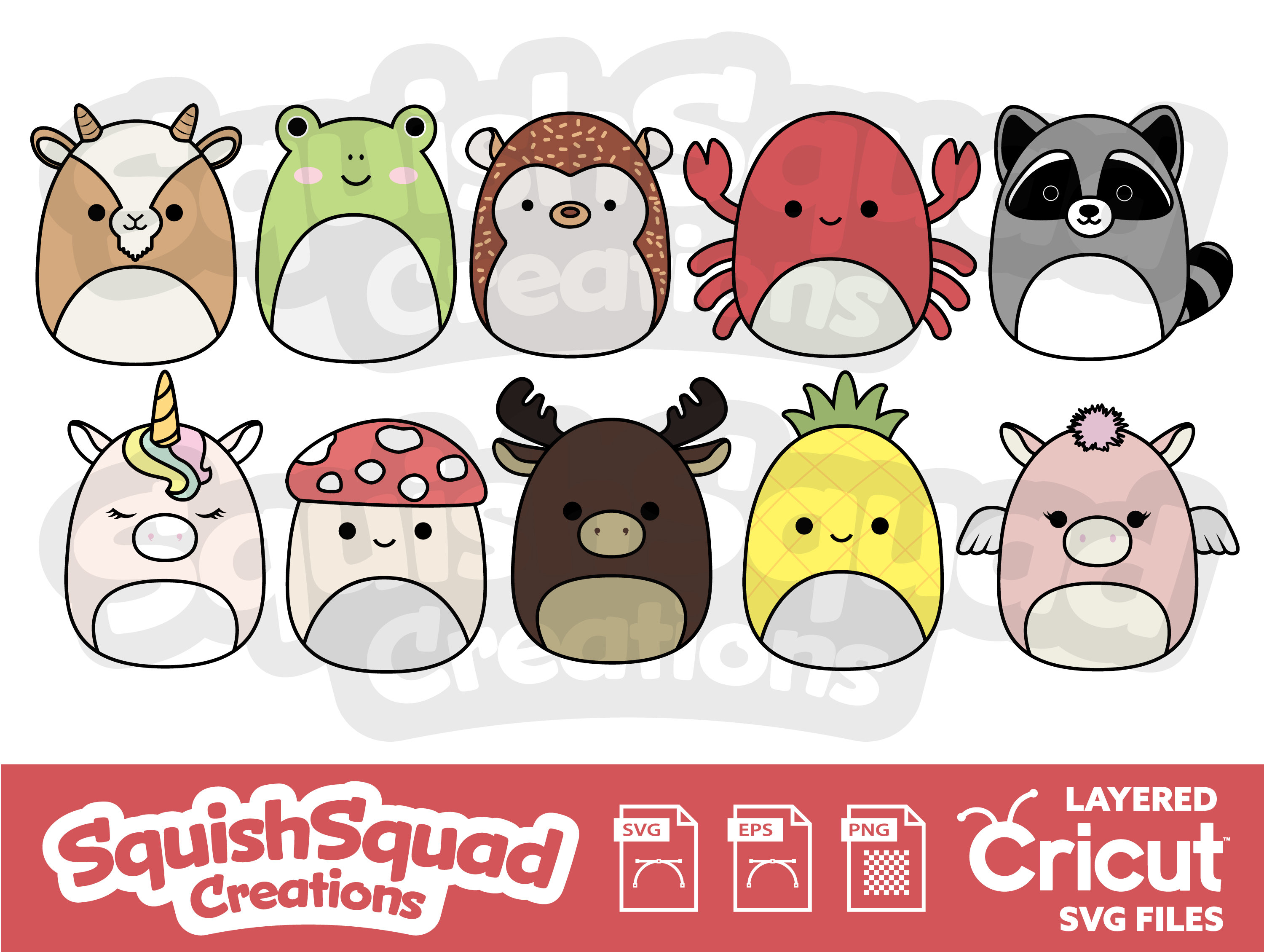 Cute Squishmallow Squish Squad Group Characters' Sticker