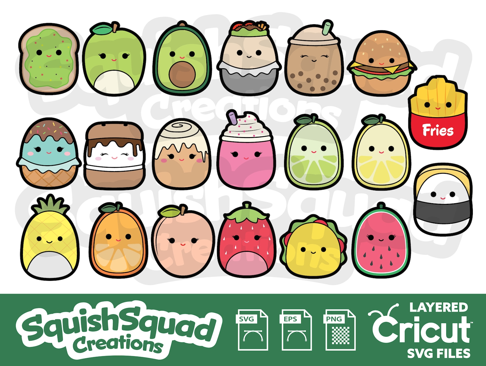 Squishmallow Squad Mega Food Squad Bundle Collection Layered Etsy