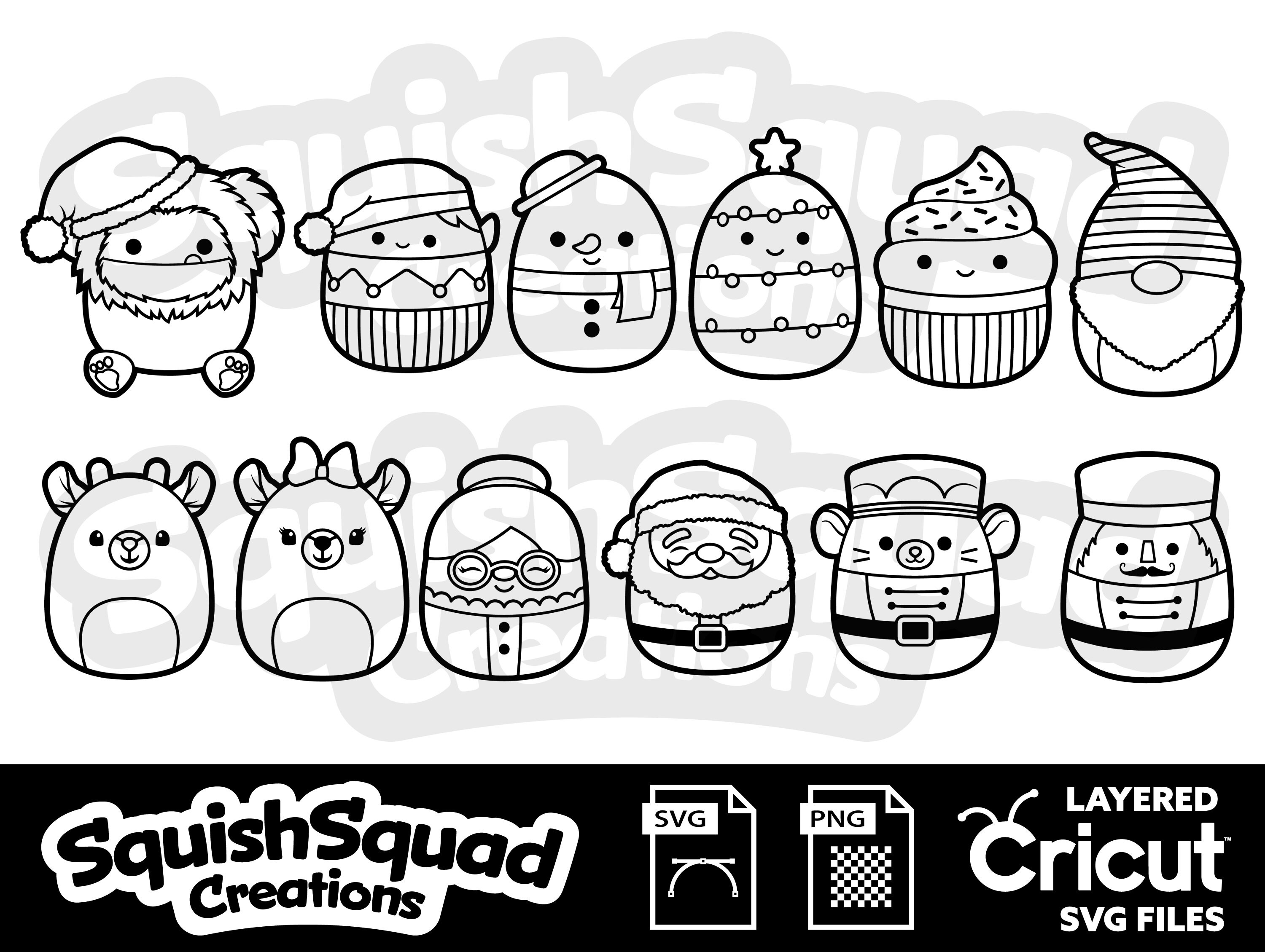 Cute Squishmallows Christmas Mega Bundle Silhouettes SVG EPS Etsy