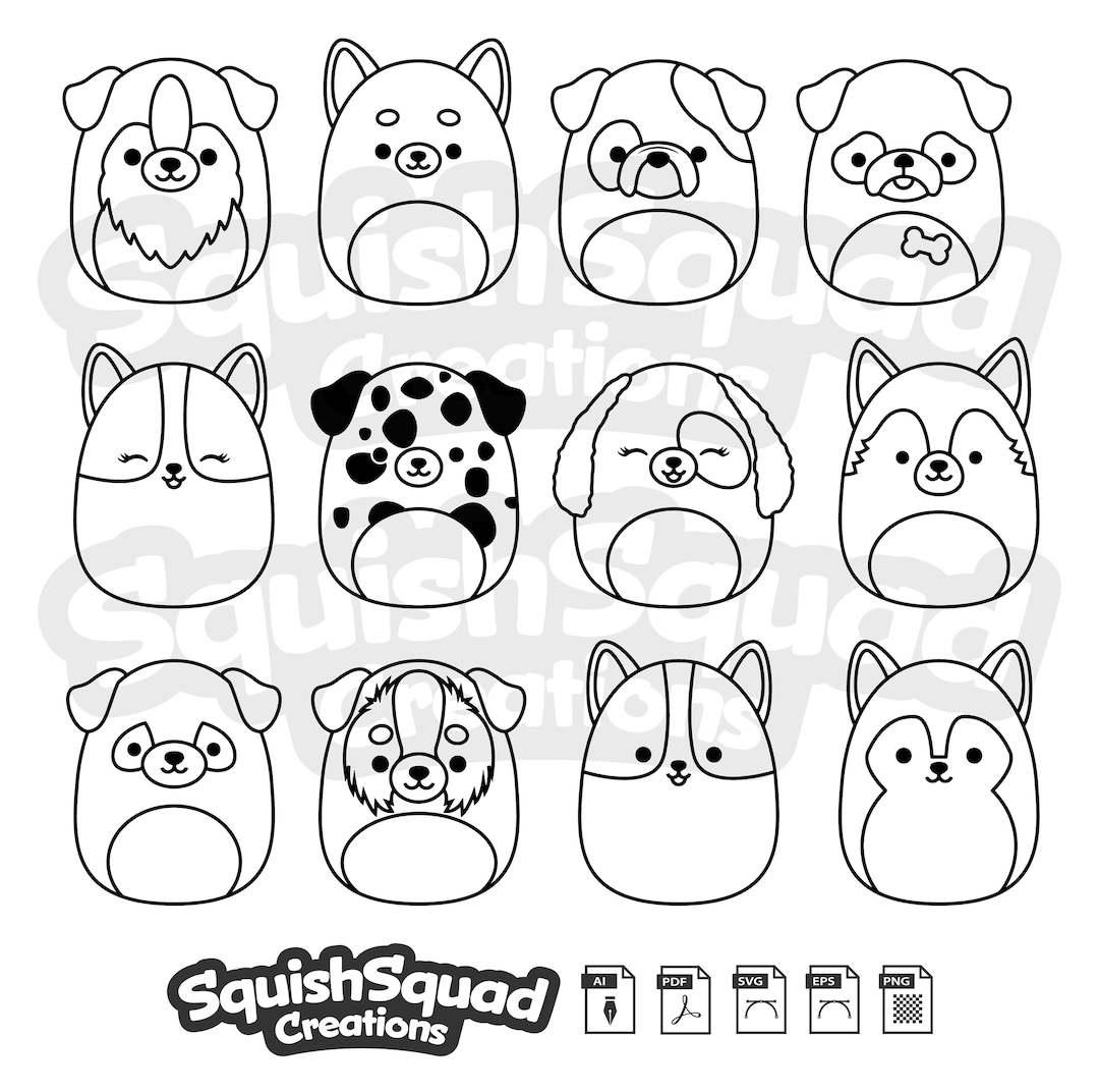 Cute Squishmallows Silhouettes SVG, EPS, Ai, Png, PDF Download Squish Cute Squishmallows Silhouettes SVG, EPS, Ai, Png, PDF Download Squish
