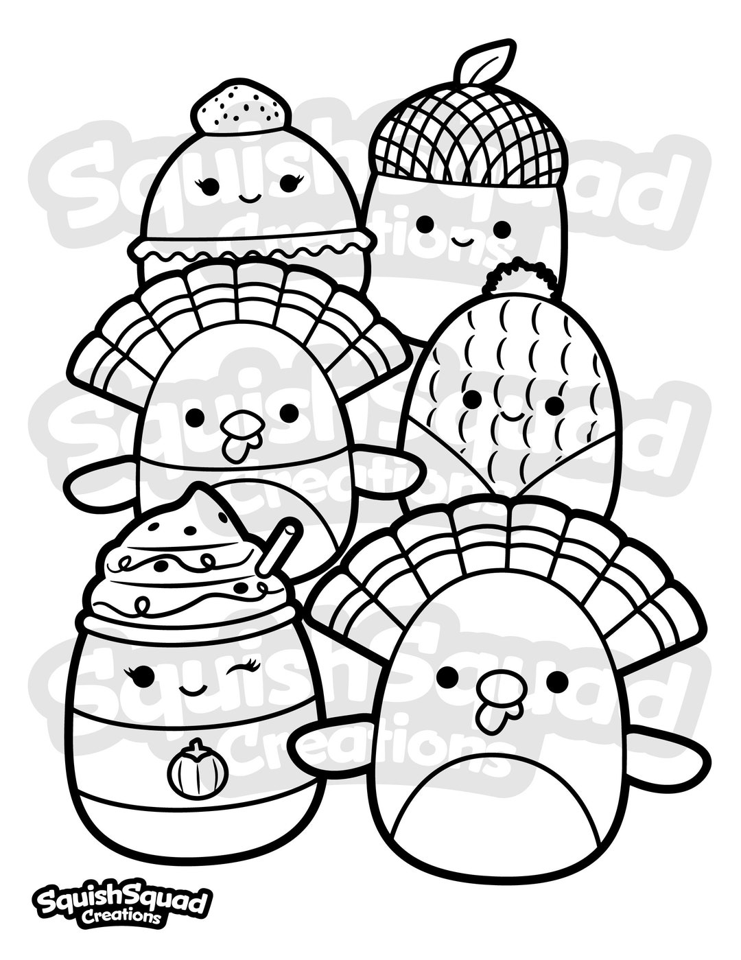 Squishmallow Fall Squad Coloring Page, Printable Squishmallow Coloring