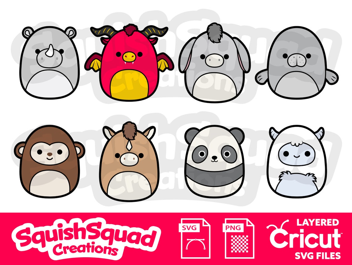 Cute Squishmallow Squad Bundle Collection. Layered SVG EPS Ai - Etsy