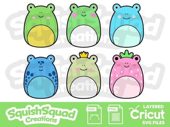 Squishmallow Frog Squad Bundle Collection Layered SVG Files PNG