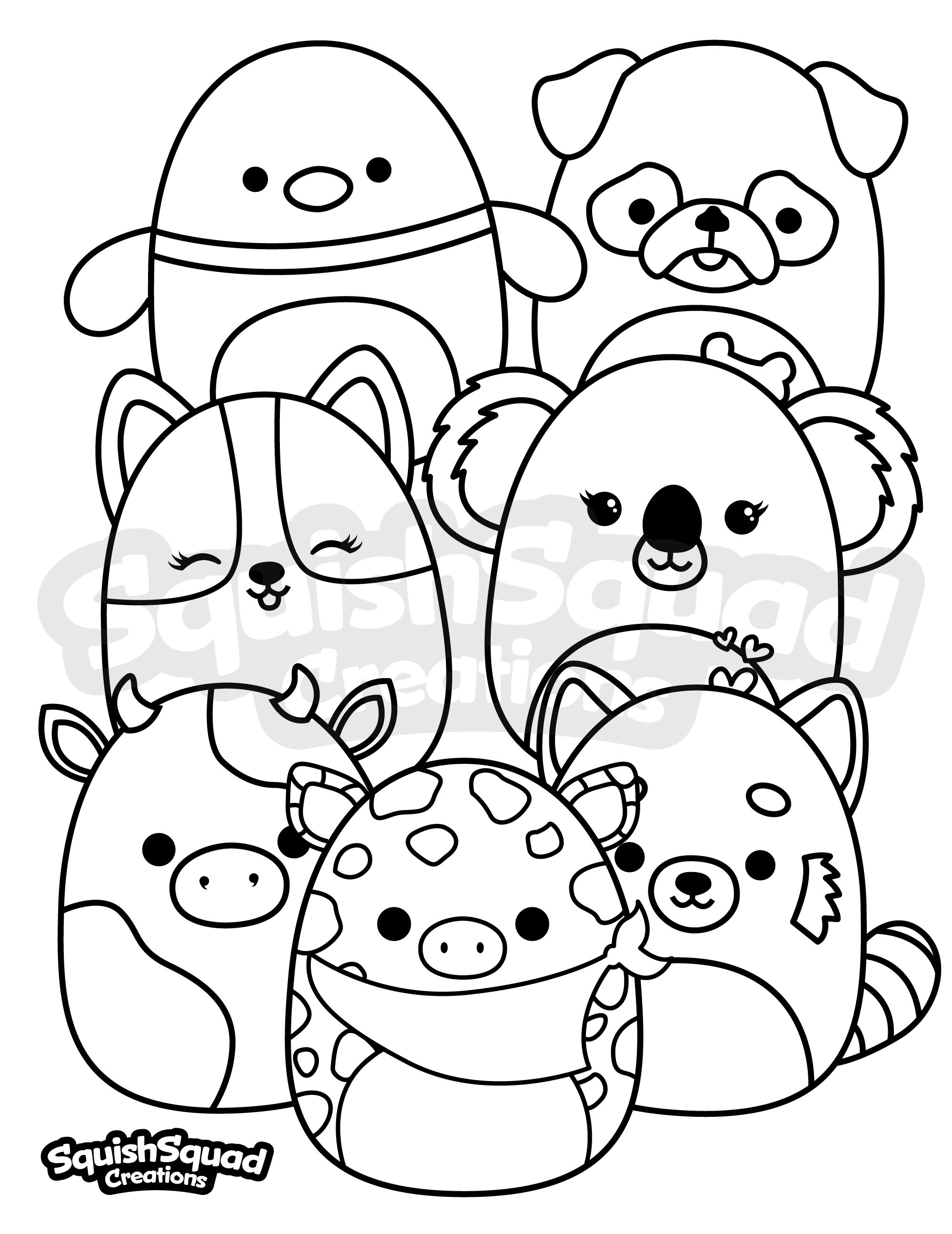 Squishmallow Coloring Page, Printable Squishmallow Coloring Page,  Squishmallow Downloadable Coloring Sheet, Coloring Page For Kids
