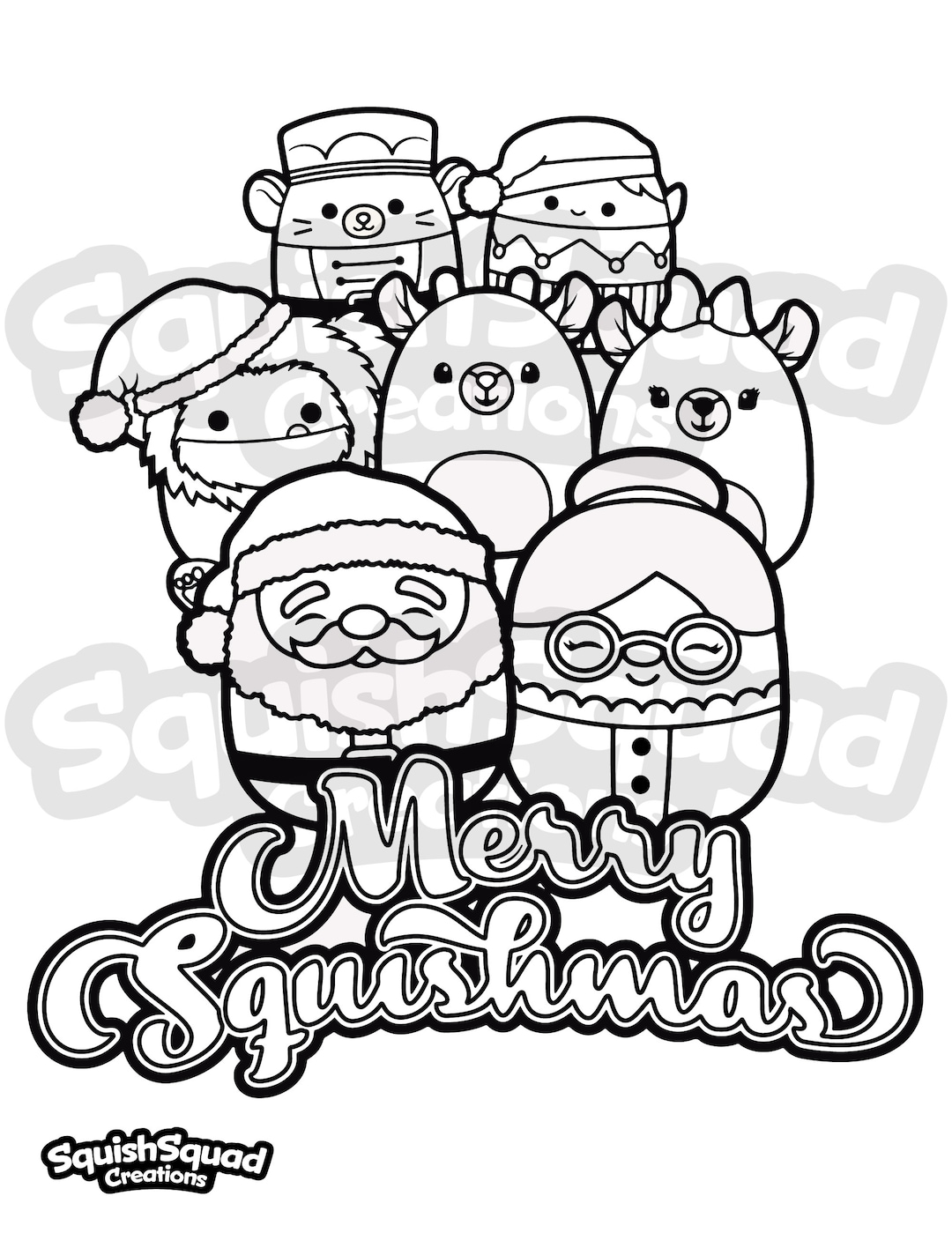 Squishmallow Merry Squishmas Cute Christmas Coloring Page, Printable ...