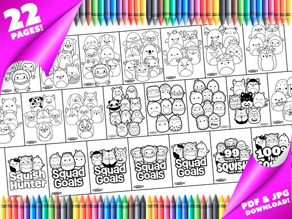 Squishmallow Coloring Pages MEGA BUNDLE 22 PAGES Printable - Etsy Singapore