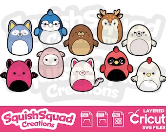 Squishmallow Squad Bundle Collection Layered SVG Files EPS | Etsy