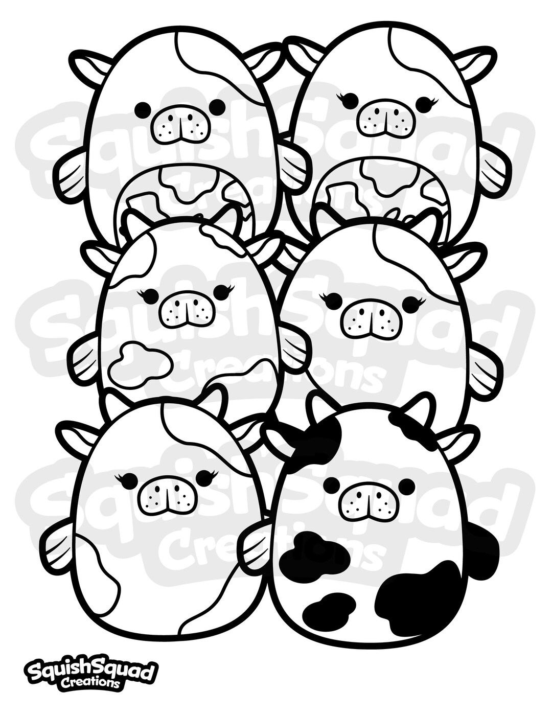 Squishmallow Sea Cows Coloring Page, Printable Squishmallow Coloring ...