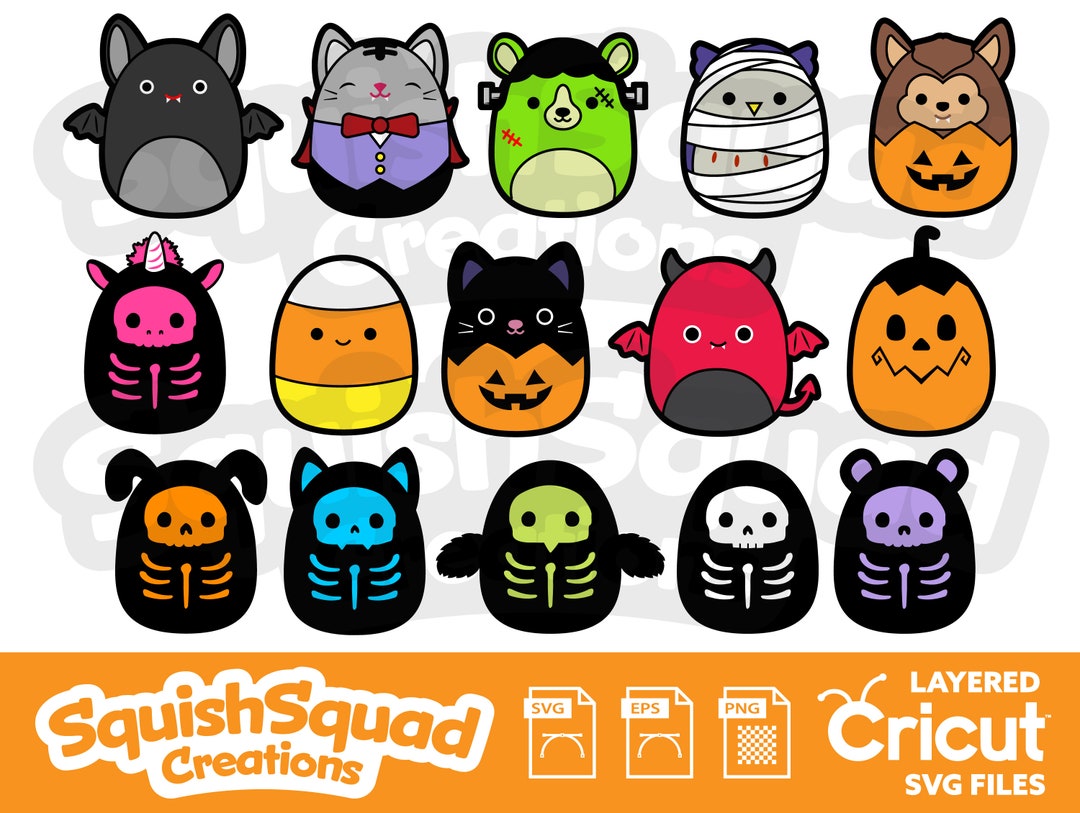 Squishmallow Halloween Squad Bundle Collection Layered SVG Files, EPS, PNG  Digital Download. Files for Cricut Machines, Tshirts, Stickers. 