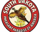 Vintage 1950 39 s style South Dakota SD Pheasant Hunter 39 s Paradise retro travel decal sticker state map