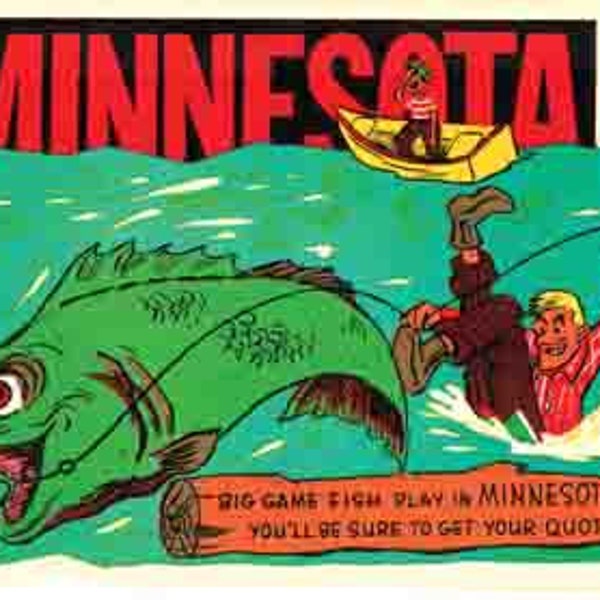 Minnesota Vintage Travel Luggage Label Decal / Vinyl Sticker - Multi-Color