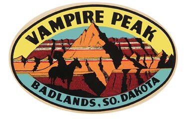 Vintage  1950's style   Vampire Peak  Badlands SD  South Dakota  Sturgis  retro  travel decal  sticker