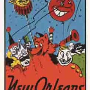 Vintage 1950 Stil New Orleans LA Louisiana Mardi Gras retro Reise Aufkleber Aufkleber Zustand Karte