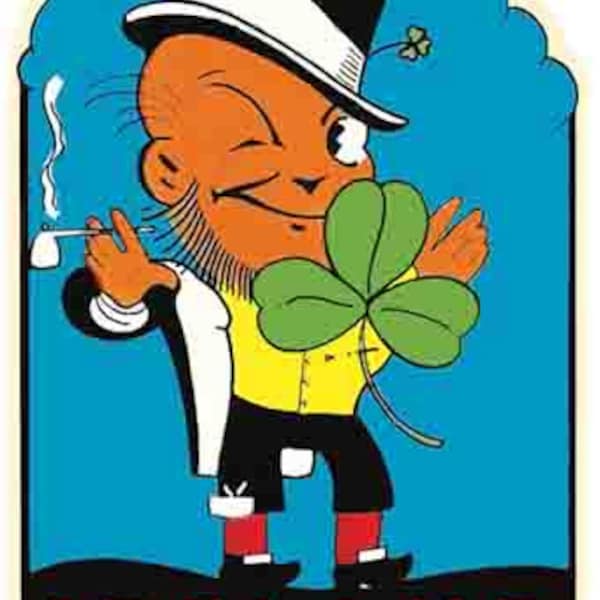 Vintage  1950's style  Dublin Ireland  leprechaun St. Patricks Day     retro  travel decal  sticker state map