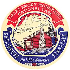 Vintage  1950&#39;s style  Gatlinburg TN Tennessee Great smoky mountains  round    retro  travel decal  sticker state map