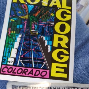 Vintage Original  1950&#39;s Royal Gorge    Pikes Peak   Colorado   travel decal  sticker